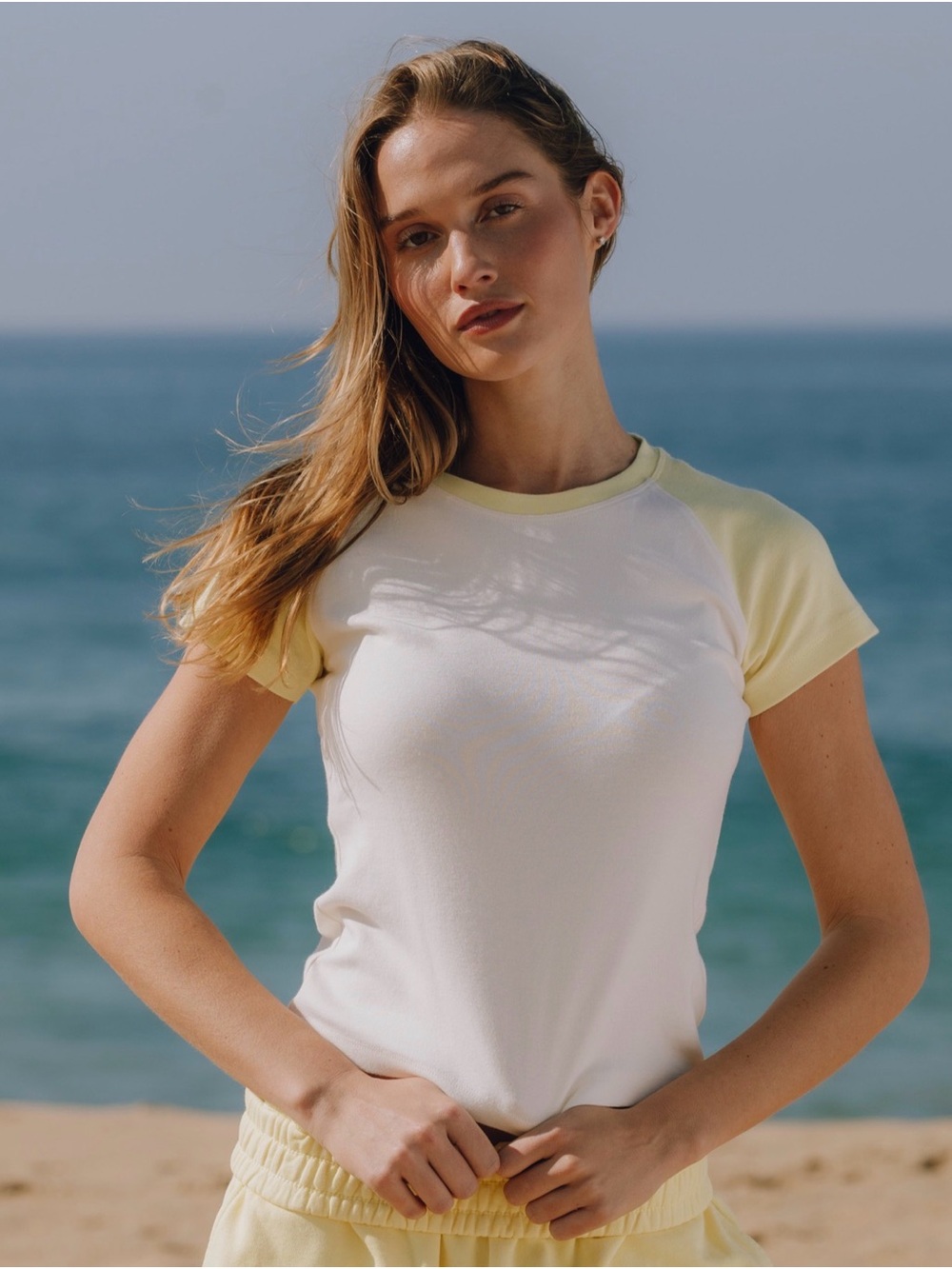 Daily Drills Raglan Everyday Tee — Lemonade & Cream — Size XS/S (NWT)